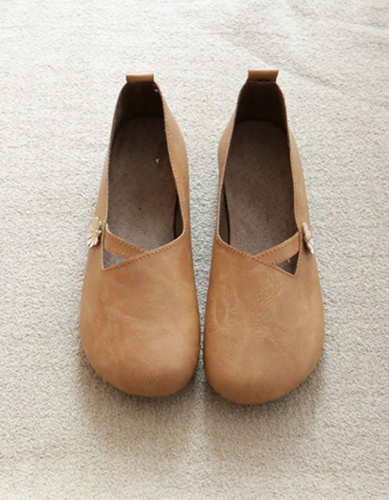 Zapatos de mujer de cuero retro cómodos de primavera