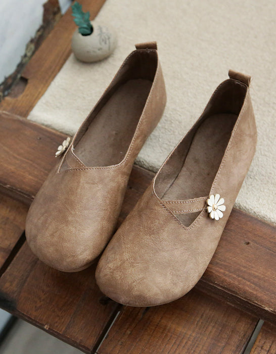 Zapatos de mujer de cuero retro cómodos de primavera