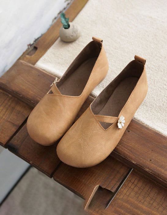 Zapatos de mujer de cuero retro cómodos de primavera