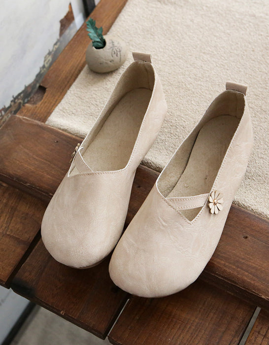 Zapatos de mujer de cuero retro cómodos de primavera