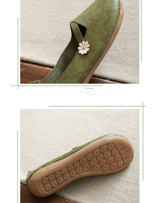 Zapatos de mujer de cuero retro cómodos de primavera