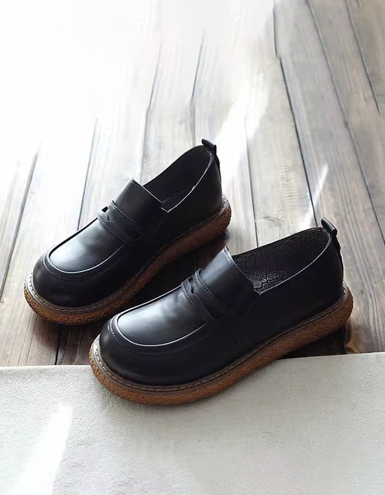 Spring Comfortable Platform Wide Toe Box Loafers