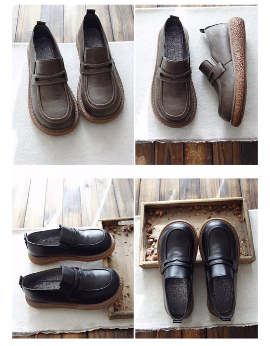 Spring Comfortable Platform Wide Toe Box Loafers