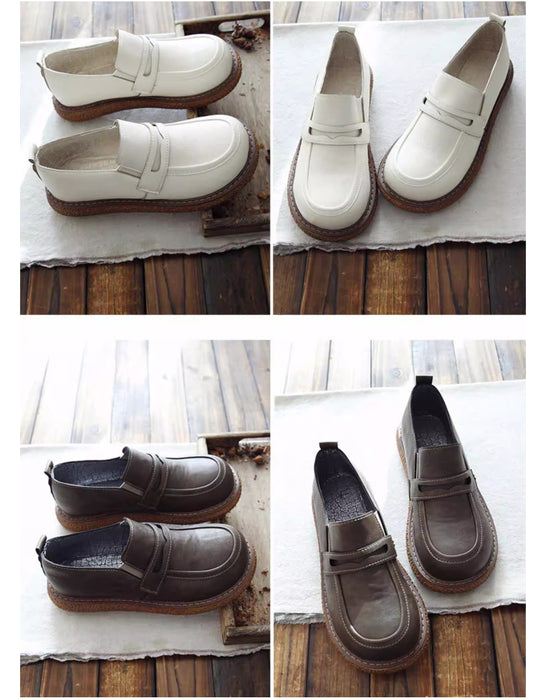 Spring Comfortable Platform Wide Toe Box Loafers