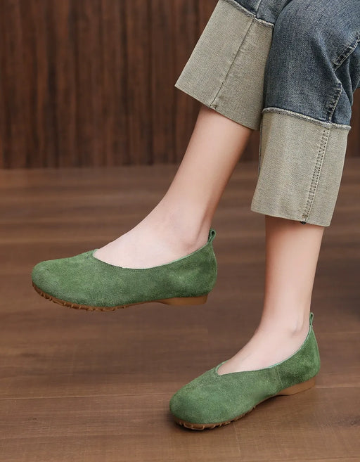 Spring Comfortable Soft Sole Suede Flat Pumps Shoes Green July Shoes Collection 2026 83.00