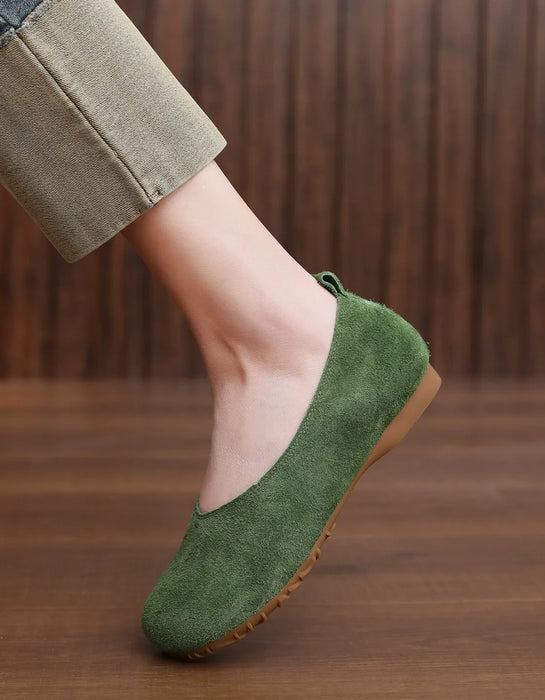 Spring Comfortable Soft Sole Suede Flat Pumps Shoes Green July Shoes Collection 2026 83.00