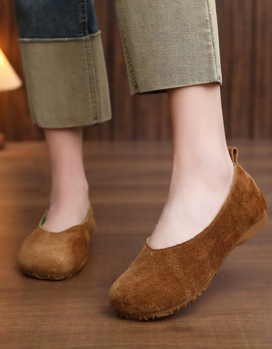 Spring Comfortable Soft Sole Suede Flat Pumps Shoes Camel July Shoes Collection 2026 83.00