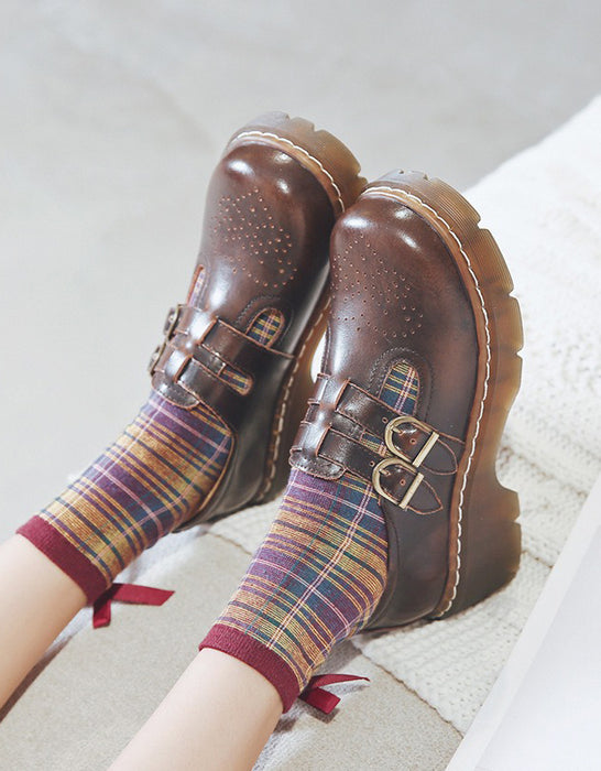 Spring Double-buckles Thick Heel Mary Jane Shoes Brown Jan Shoe Collection 2026 89.00