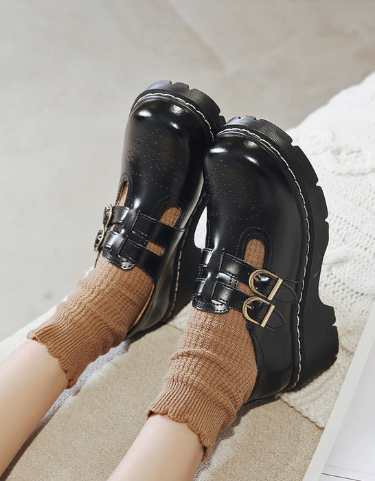 Spring Double-buckles Thick Heel Mary Jane Shoes Black Jan Shoe Collection 2026 89.00