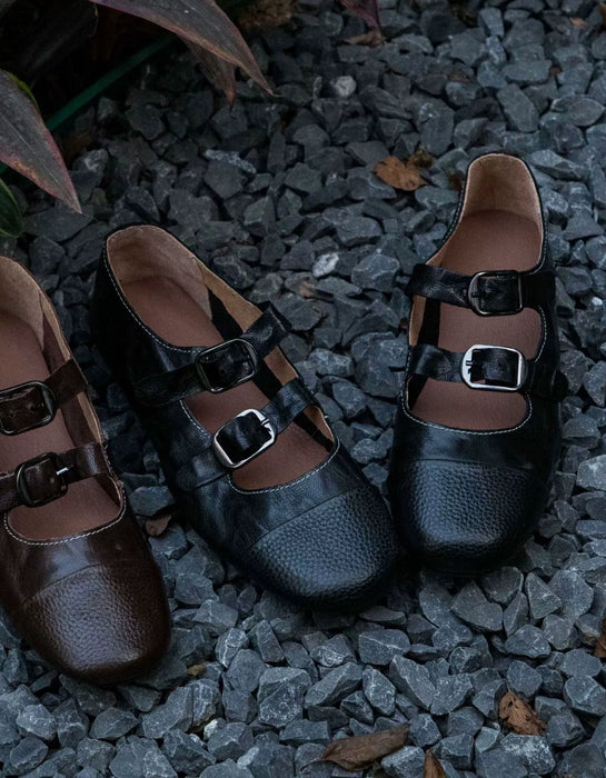 Spring Double Buckle Strap Ballet Mary Janes Shoes Black Feb Shoes Collection 2026, 83.00