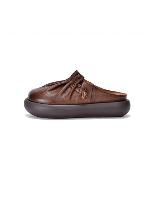 Spring Handmade Round Toe Platform Slippers Brown March Shoe Collection 2026 89.80