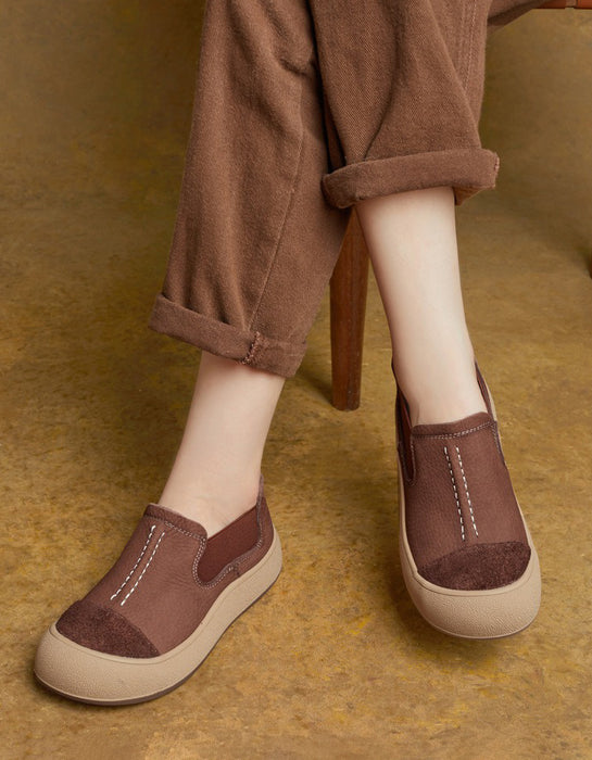 Spring Handmade Round Toe Slip-on Casual Flat Shoes Coffee Feb Shoe Collection 2026 79.70