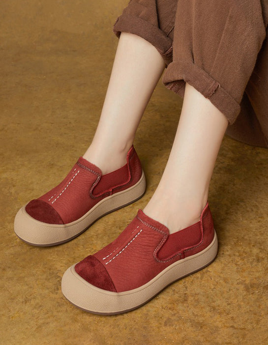 Spring Handmade Round Toe Slip-on Casual Flat Shoes Red Feb Shoe Collection 2026 79.70