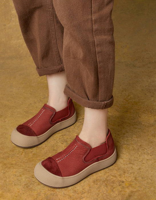 Spring Handmade Round Toe Slip-on Casual Flat Shoes Red Feb Shoe Collection 2026 79.70