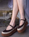 Spring Handmade Single Strap Low-cut Platform Shoes Coffee Jan Shoe Collection 159.00