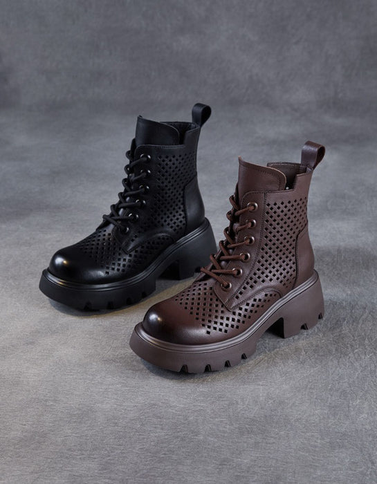 Spring Leather Hollow Comfort Chunky Martin Boots for Women Obiono Aug Shoes Collection 2026 97.70