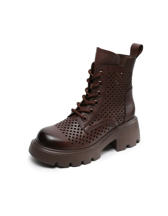 Spring Leather Hollow Comfort Chunky Martin Boots for Women Obiono Aug Shoes Collection 2026 97.70