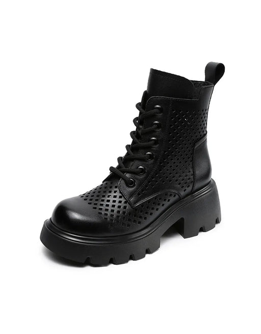 Spring Leather Hollow Comfort Chunky Martin Boots for Women Obiono Aug Shoes Collection 2026 97.70