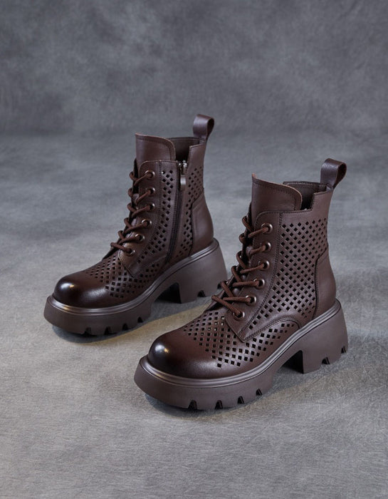 Spring Leather Hollow Comfort Chunky Martin Boots for Women Obiono Aug Shoes Collection 2026 97.70