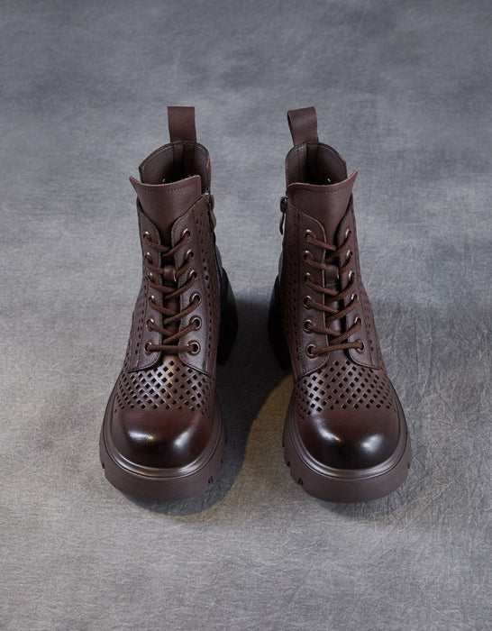 Spring Leather Hollow Comfort Chunky Martin Boots for Women Obiono Aug Shoes Collection 2026 97.70
