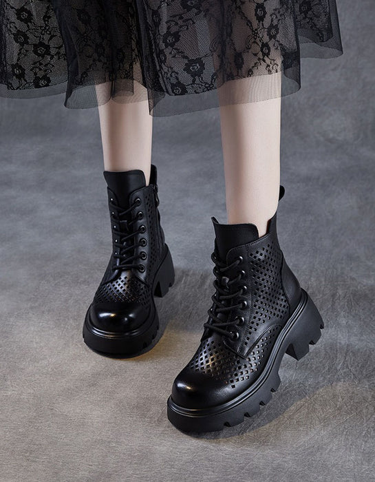 Spring Leather Hollow Comfort Chunky Martin Boots for Women Obiono Aug Shoes Collection 2026 97.70