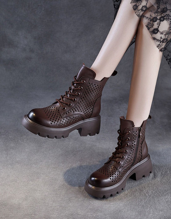 Spring Leather Hollow Comfort Chunky Martin Boots for Women Obiono Aug Shoes Collection 2026 97.70