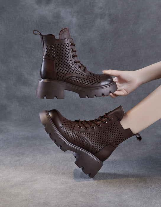Spring Leather Hollow Comfort Chunky Martin Boots for Women Obiono Aug Shoes Collection 2026 97.70
