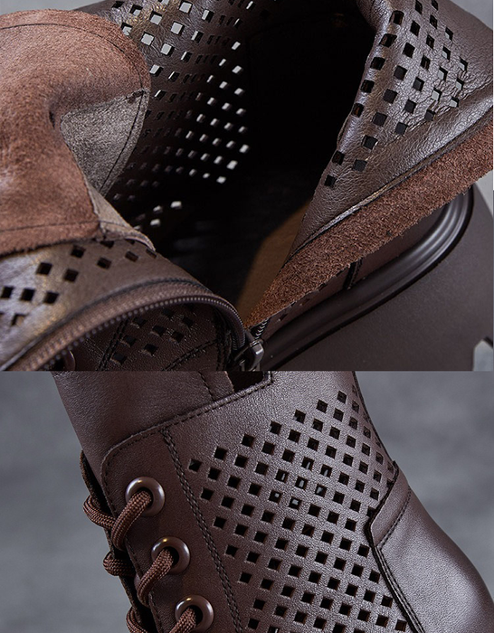 Spring Leather Hollow Comfort Chunky Martin Boots for Women Obiono Aug Shoes Collection 2026 97.70