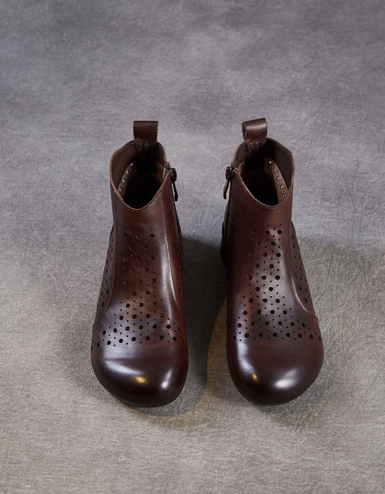 Spring Leather Hollow Soft Sole Retro Ankle Boots for Women Obiono Aug Shoes Collection 2026 85.00