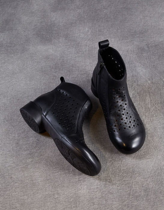 Spring Leather Hollow Soft Sole Retro Ankle Boots for Women Obiono Aug Shoes Collection 2026 85.00