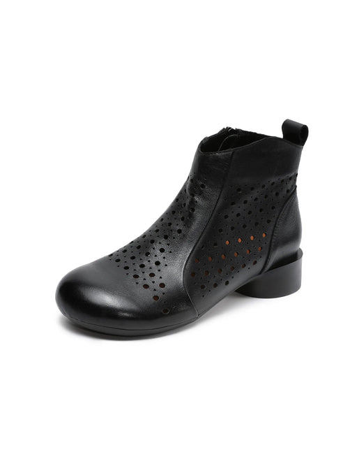 Spring Leather Hollow Soft Sole Retro Ankle Boots for Women Obiono Aug Shoes Collection 2026 85.00
