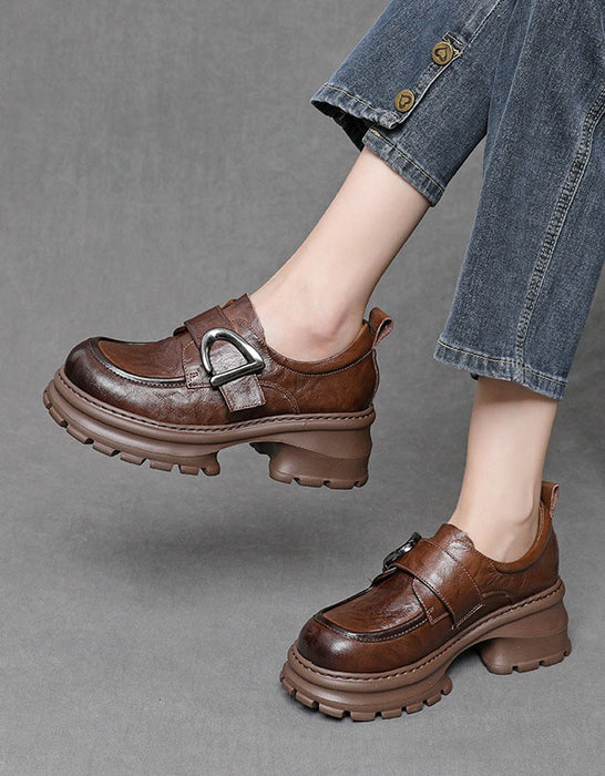 Women's Spring Light-weight Single Strap Chunky Platform Loafers brown, Oct shoes collection 2026, 88.80