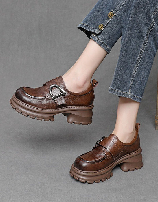 Women's Spring Light-weight Single Strap Chunky Platform Loafers brown, Oct shoes collection 2026, 88.80