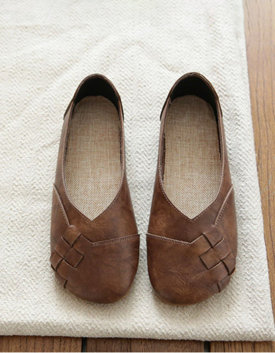 Zapatos planos de mujer hechos a mano con suela suave para primavera y otoño