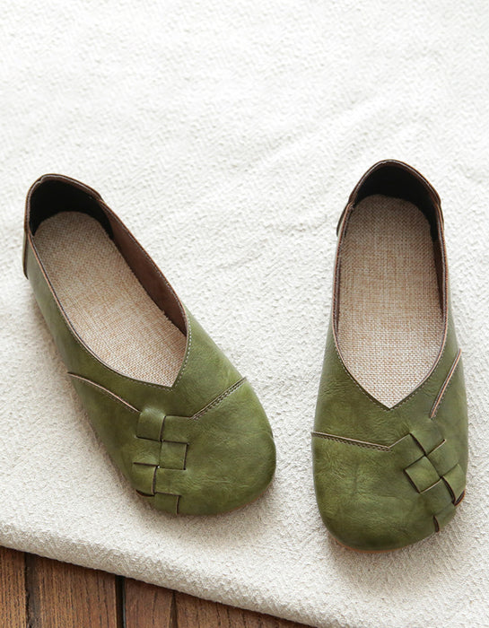 Zapatos planos de mujer hechos a mano con suela suave para primavera y otoño