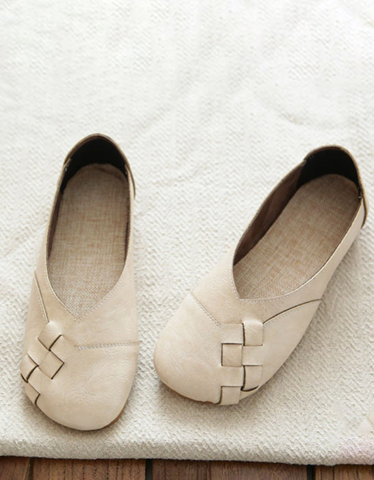 Zapatos planos de mujer hechos a mano con suela suave para primavera y otoño