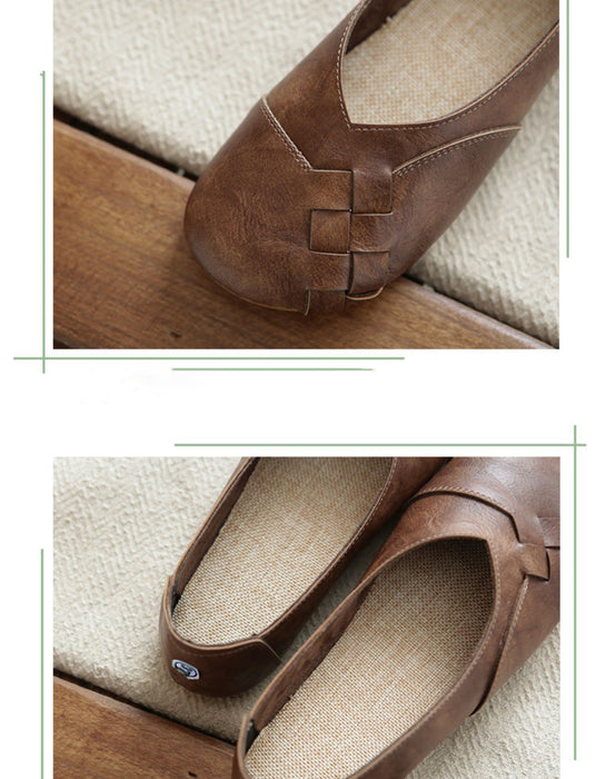Zapatos planos de mujer hechos a mano con suela suave para primavera y otoño
