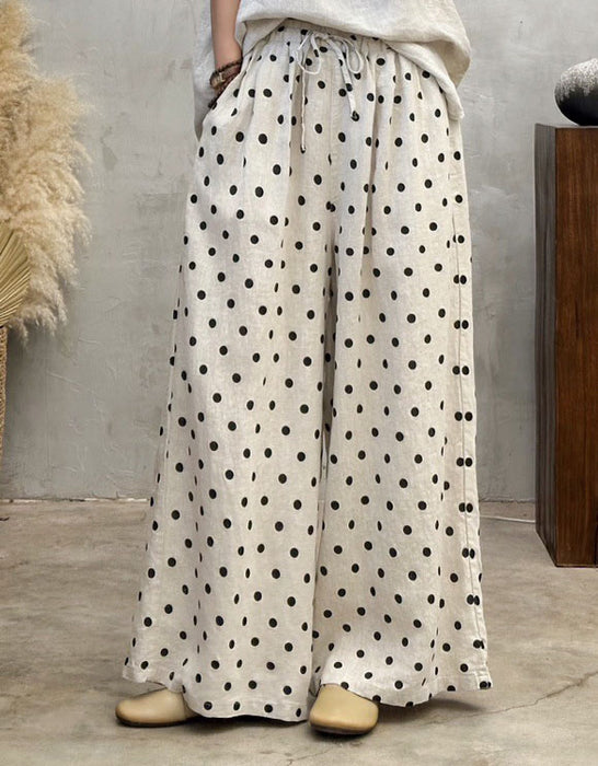 Spring Linen Polka Dot Loose Plus Size Wide Leg Pants Jan Collection 2026 49.70