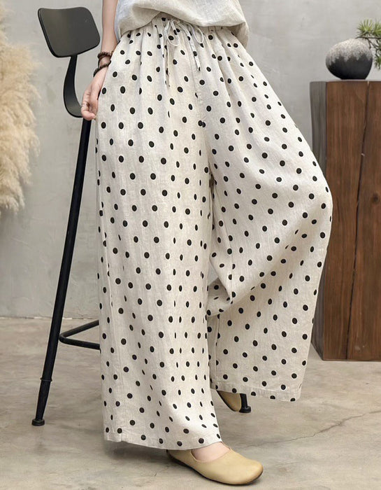 Spring Linen Polka Dot Loose Plus Size Wide Leg Pants Jan Collection 2026 49.70