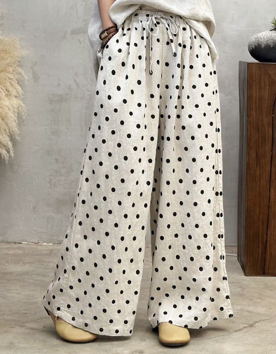 Spring Linen Polka Dot Loose Plus Size Wide Leg Pants Jan Collection 2026 49.70