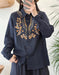 Spring Neck Embroidery Long Sleeve Linen Shirt Buykud Shirt March New in 2026 46.00