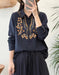 Spring Neck Embroidery Long Sleeve Linen Shirt Buykud Shirt March New in 2026 46.00
