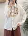 Spring Neck Embroidery Long Sleeve Linen Shirt Buykud March New in 2026 46.00