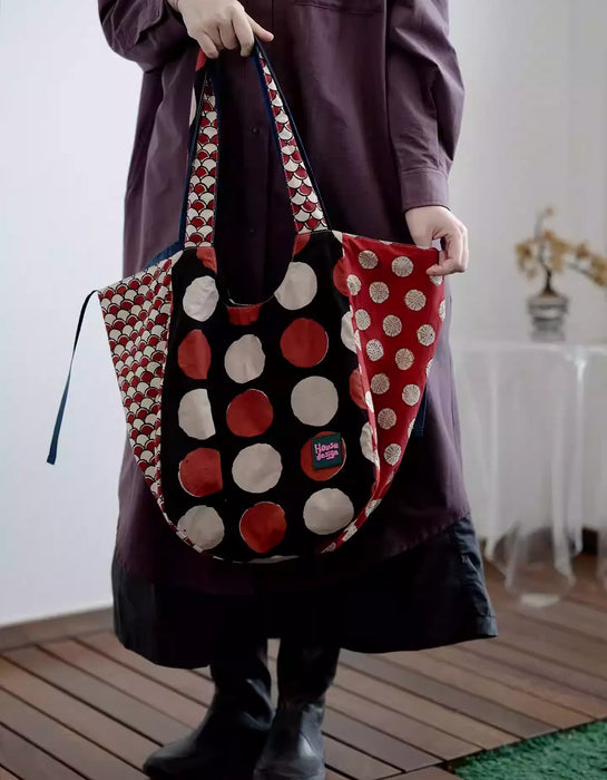 Spring Retro Patchwork Artistic Dots Tote Bag March New In 2026 53.66