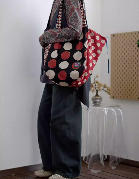 Spring Retro Patchwork Artistic Dots Tote Bag March New In 2026 53.66