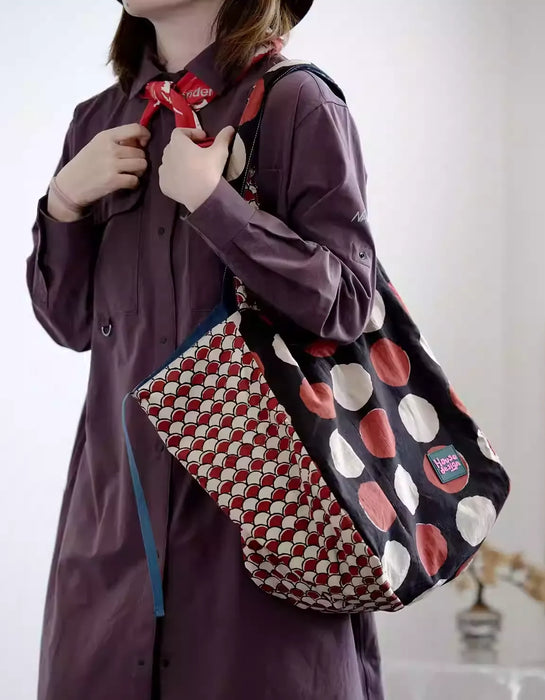 Spring Retro Patchwork Artistic Dots Tote Bag March New In 2026 53.66
