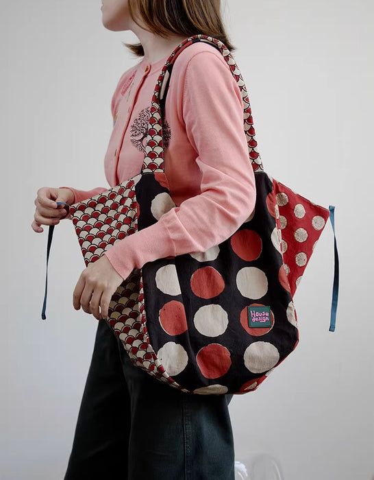 Spring Retro Patchwork Artistic Dots Tote Bag March New In 2026 53.66