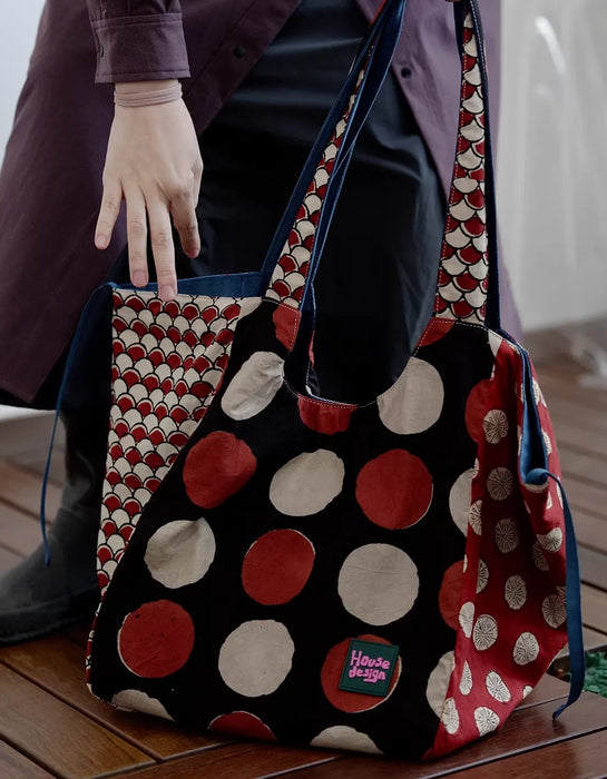 Spring Retro Patchwork Artistic Dots Tote Bag March New In 2026 53.66