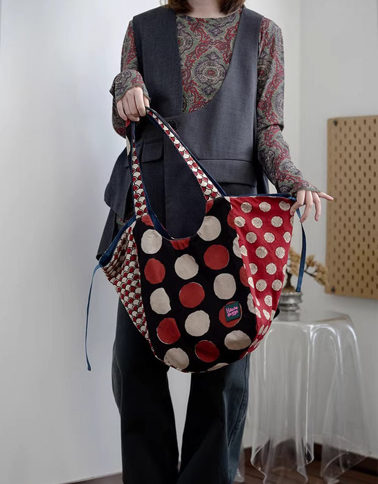Spring Retro Patchwork Artistic Dots Tote Bag March New In 2026 53.66