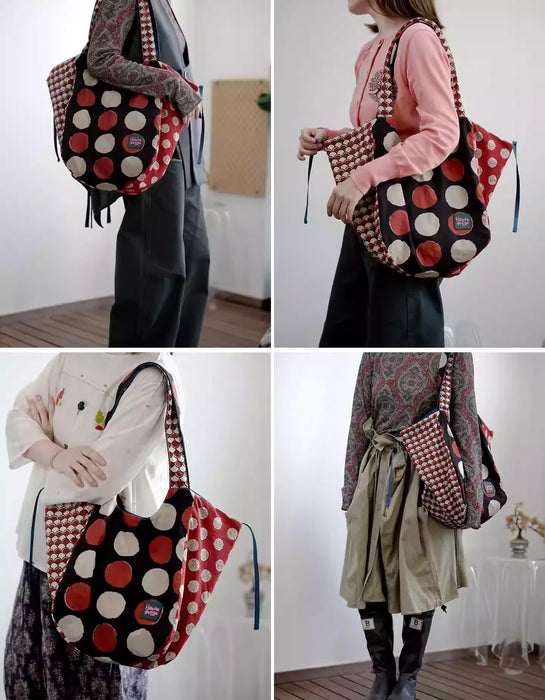 Spring Retro Patchwork Artistic Dots Tote Bag March New In 2026 53.66
